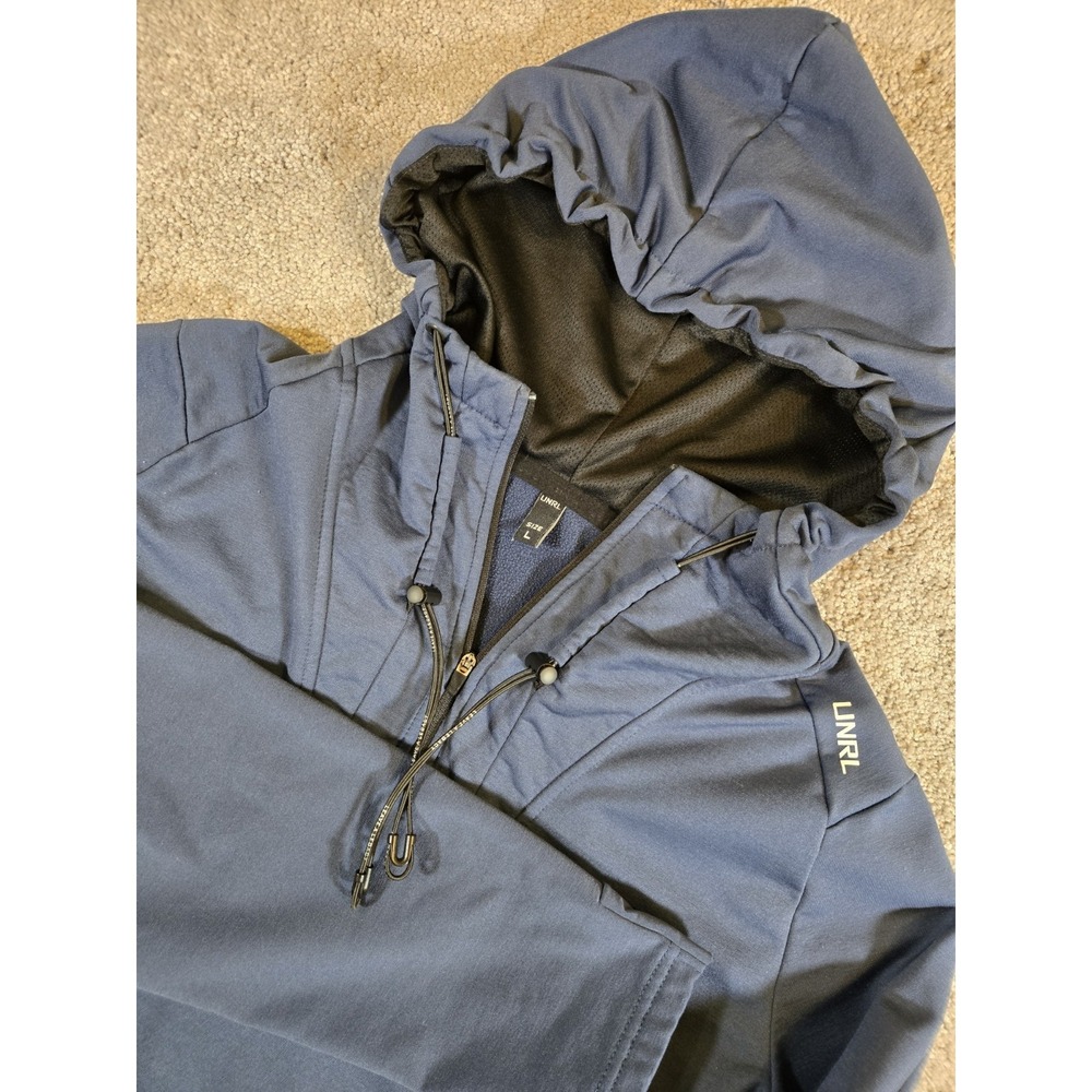UNRL Hoodie Mens Quarter Zip Sweater Activewear Navy Blue Size Large